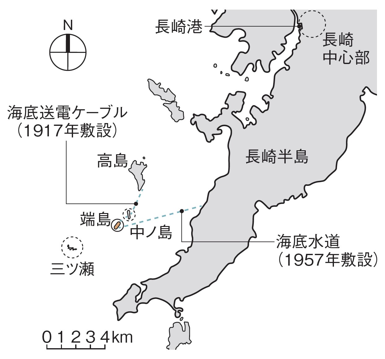 軍艦島の周辺地図